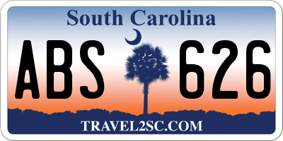 SC license plate ABS626