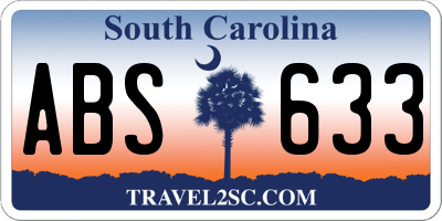 SC license plate ABS633