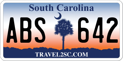 SC license plate ABS642
