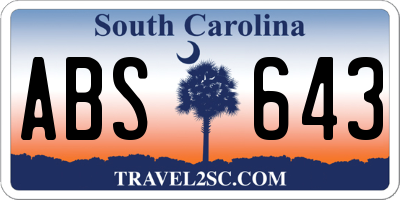 SC license plate ABS643