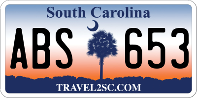SC license plate ABS653