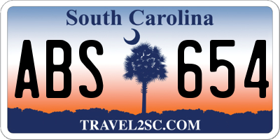 SC license plate ABS654