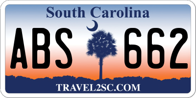 SC license plate ABS662