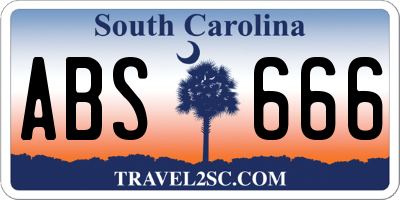 SC license plate ABS666