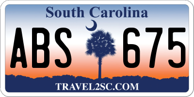 SC license plate ABS675