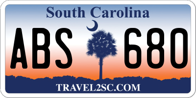 SC license plate ABS680
