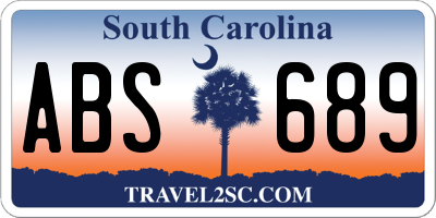 SC license plate ABS689