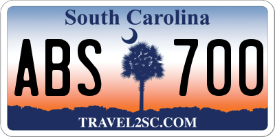 SC license plate ABS700