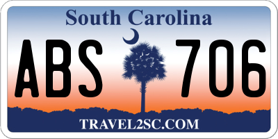SC license plate ABS706