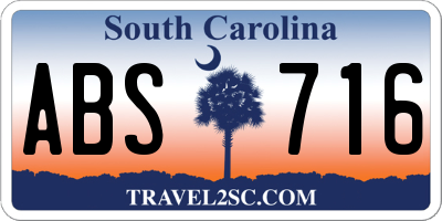 SC license plate ABS716