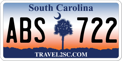 SC license plate ABS722