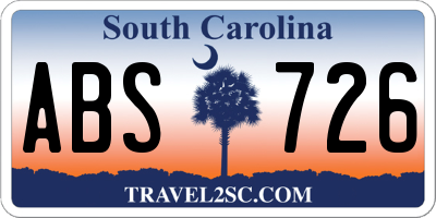 SC license plate ABS726