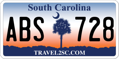 SC license plate ABS728