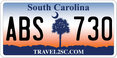 SC license plate ABS730