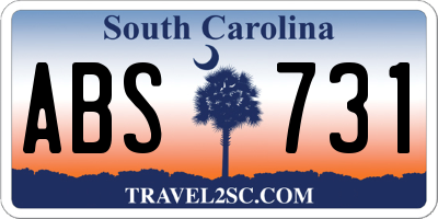 SC license plate ABS731