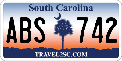 SC license plate ABS742