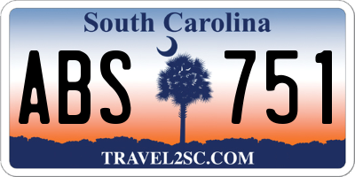 SC license plate ABS751