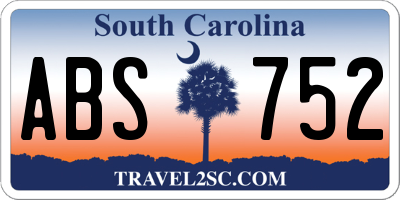 SC license plate ABS752