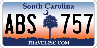 SC license plate ABS757