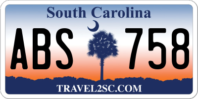 SC license plate ABS758