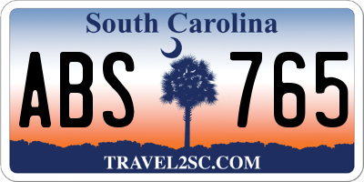 SC license plate ABS765