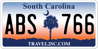 SC license plate ABS766