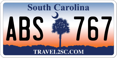 SC license plate ABS767
