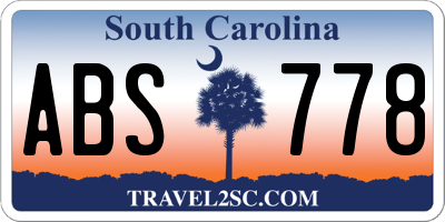 SC license plate ABS778