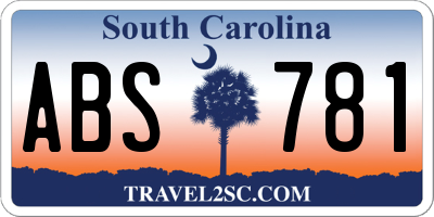 SC license plate ABS781
