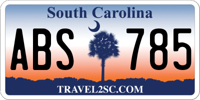 SC license plate ABS785