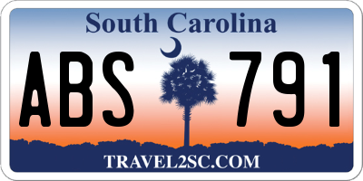 SC license plate ABS791