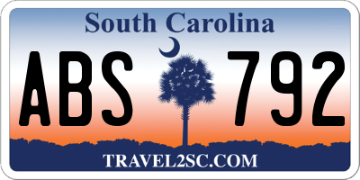SC license plate ABS792