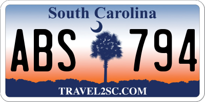 SC license plate ABS794