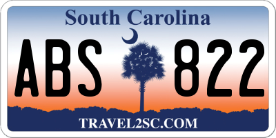 SC license plate ABS822