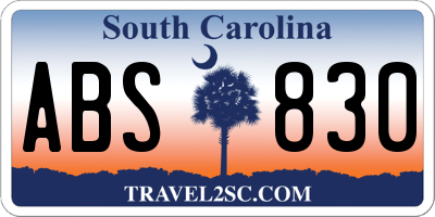 SC license plate ABS830