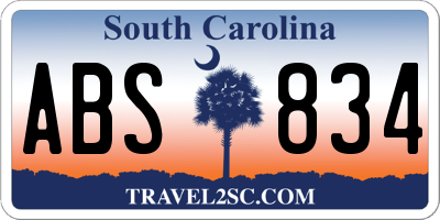 SC license plate ABS834
