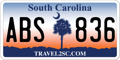 SC license plate ABS836