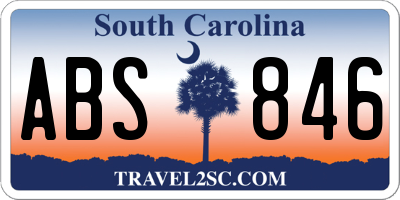 SC license plate ABS846