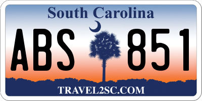 SC license plate ABS851