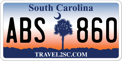 SC license plate ABS860