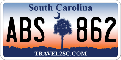 SC license plate ABS862