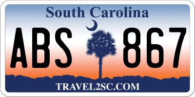 SC license plate ABS867