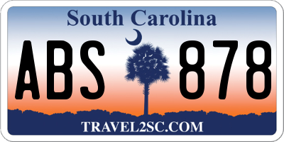 SC license plate ABS878