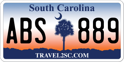 SC license plate ABS889