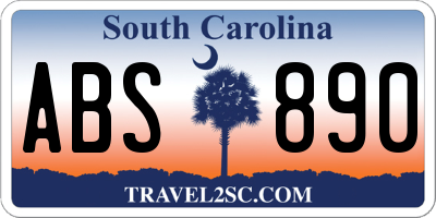 SC license plate ABS890