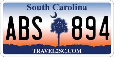 SC license plate ABS894