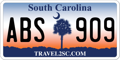 SC license plate ABS909