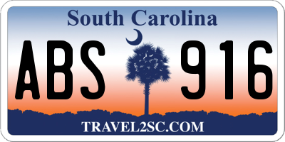 SC license plate ABS916