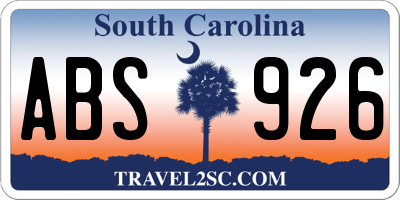 SC license plate ABS926