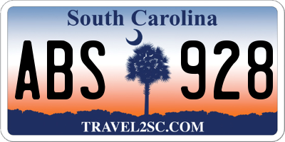 SC license plate ABS928